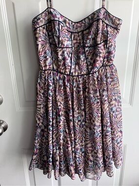MM Couture by Miss Me geometric party dress purple blue black cream medium